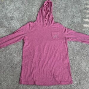 VINEYARD VINES HEATHER PINK LONG SLEEVE TOP WITH HOOD